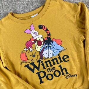 Disney Winnie the Pooh Piglet Tigger Eeyore Yellow‎ Crewneck Pullover XS